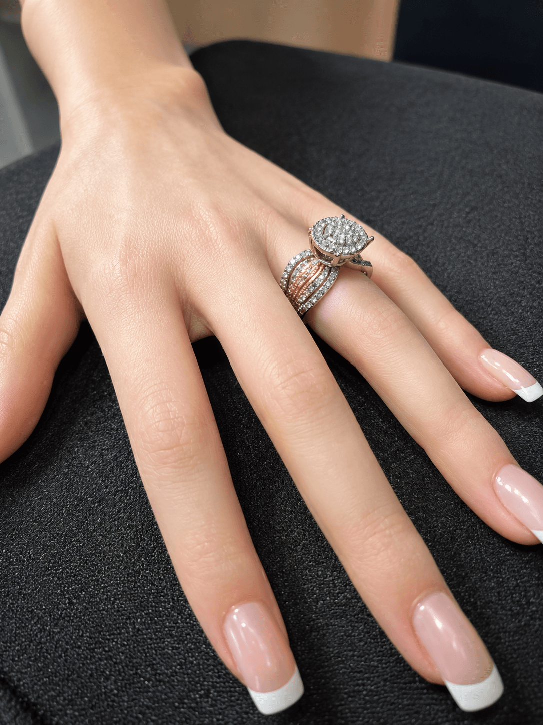 Beautiful Stunning Women's White and Rose Gold Boho Style Engagement Ring