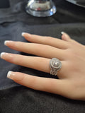 Women's Luxurious 3pc Cubic Zirconia Engagement Ring and Wedding Band Set
