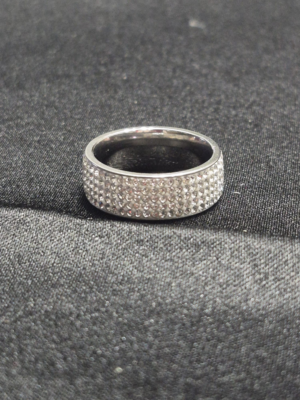 Men's Stunning 8mm Stainless Steel Cubic Zirconia Inlaid Wedding Band