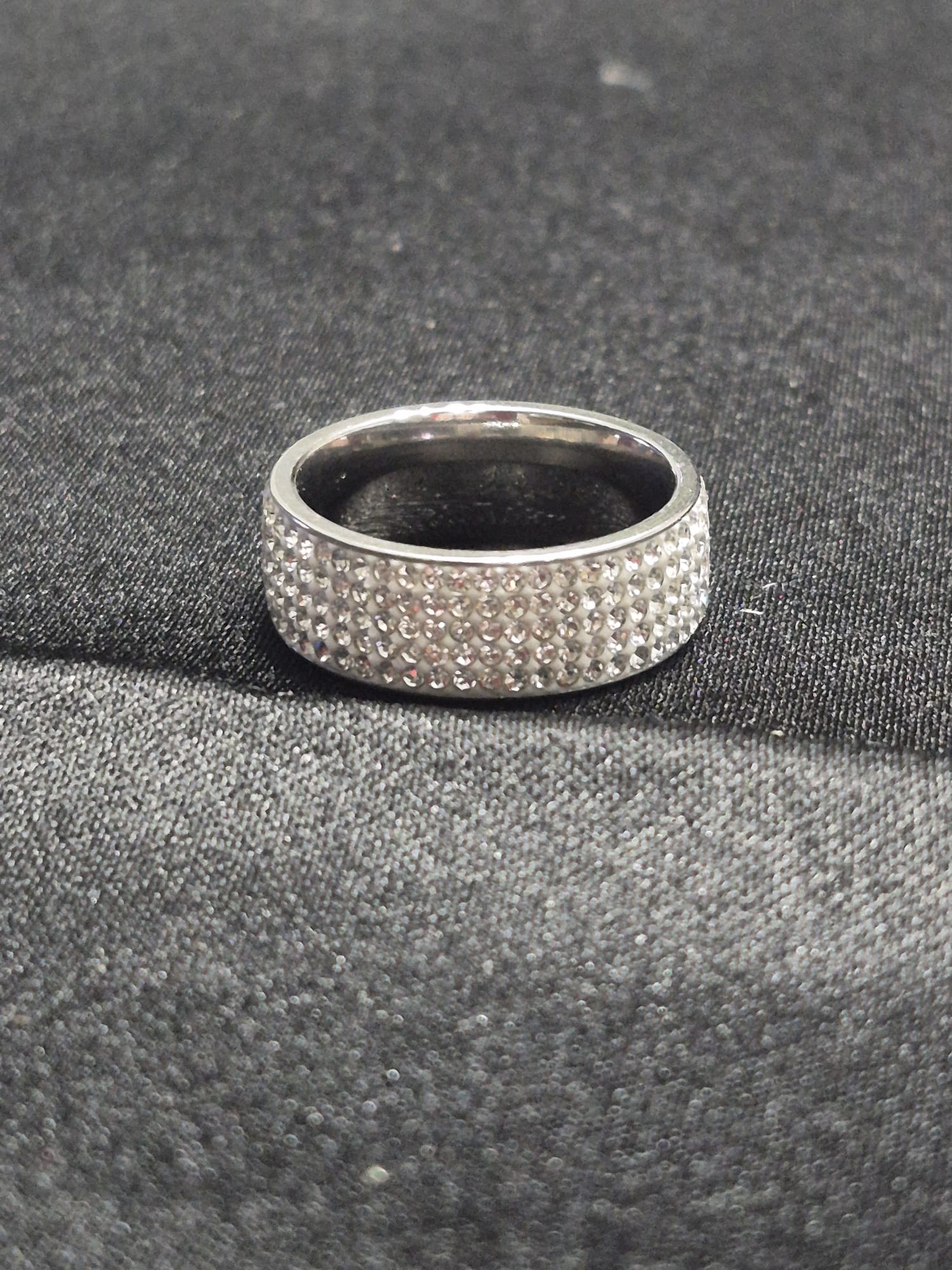 Men's Stunning 8mm Stainless Steel Cubic Zirconia Inlaid Wedding Band