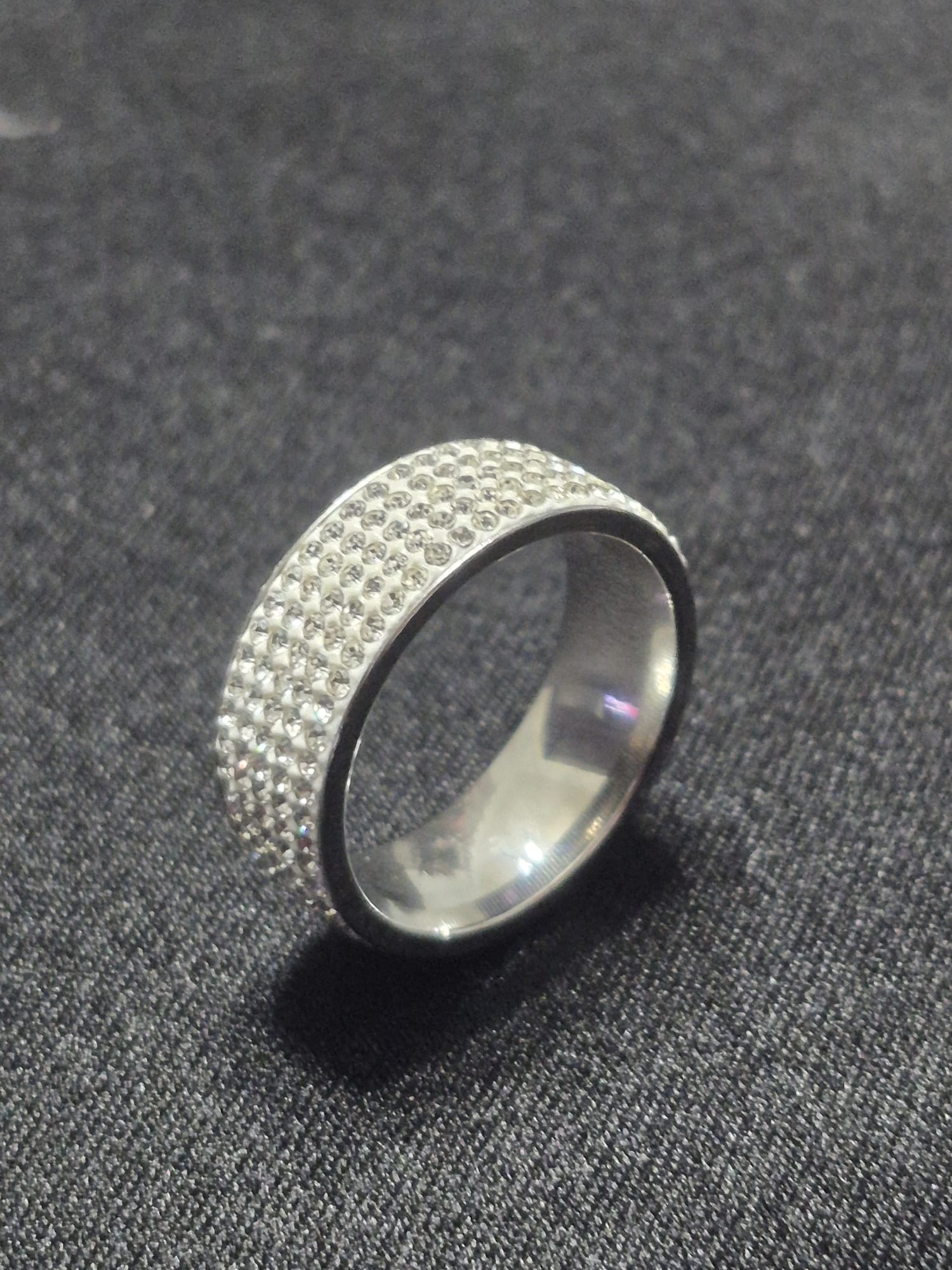 Men's Stunning 8mm Stainless Steel Cubic Zirconia Inlaid Wedding Band
