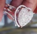 Stunning Heart-Shaped Two-Tone Cubic Zirconia Engagement and Promise Ring