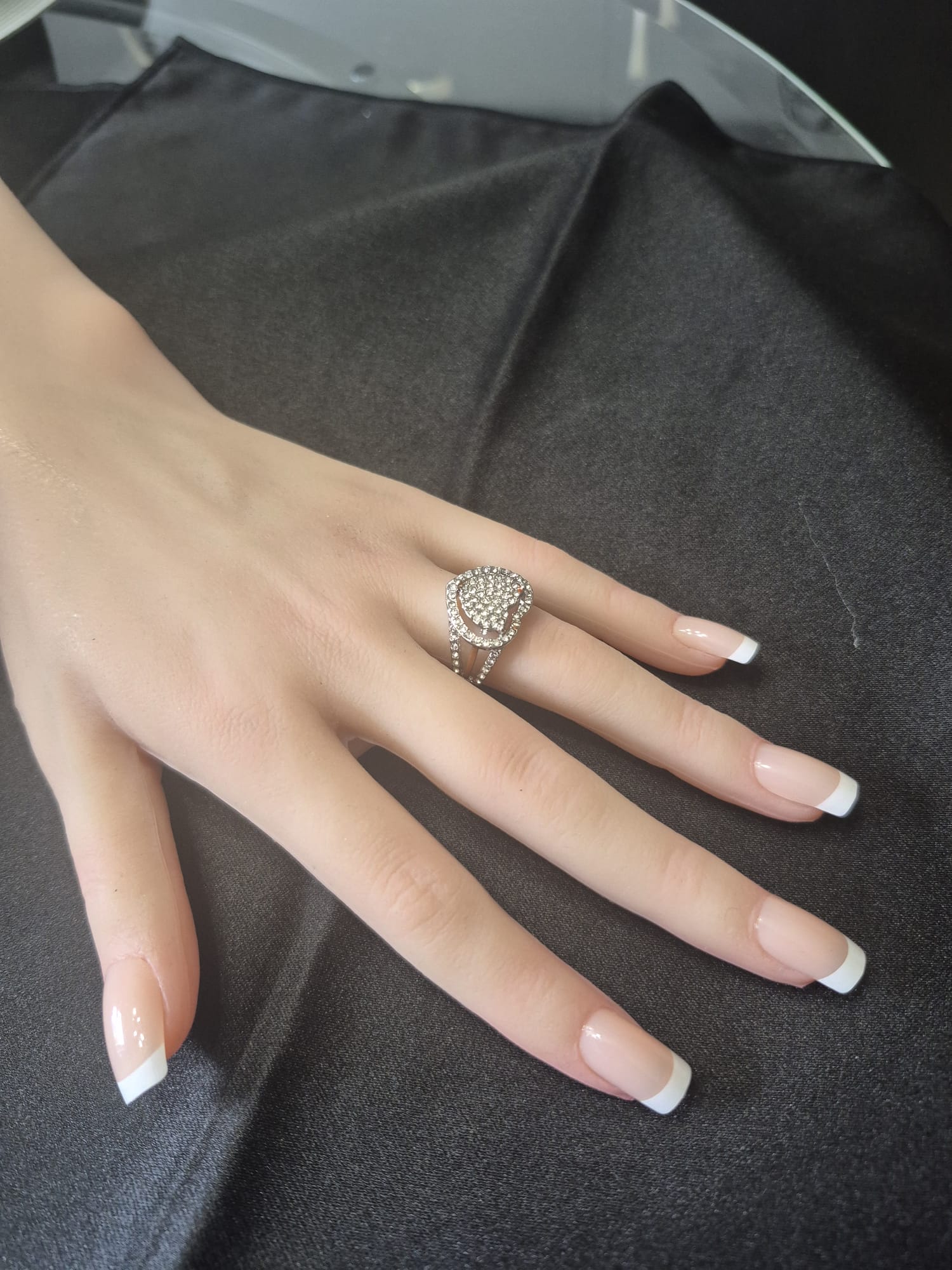 Stunning Heart-Shaped Two-Tone Cubic Zirconia Engagement and Promise Ring