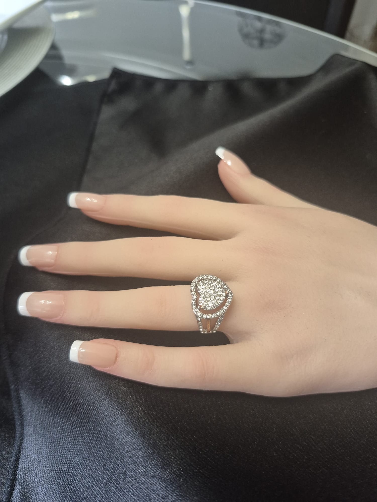 Stunning Heart-Shaped Two-Tone Cubic Zirconia Engagement and Promise Ring