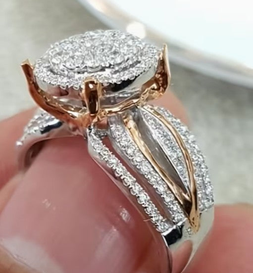 Beautiful Stunning Women's White and Rose Gold Boho Style Engagement Ring