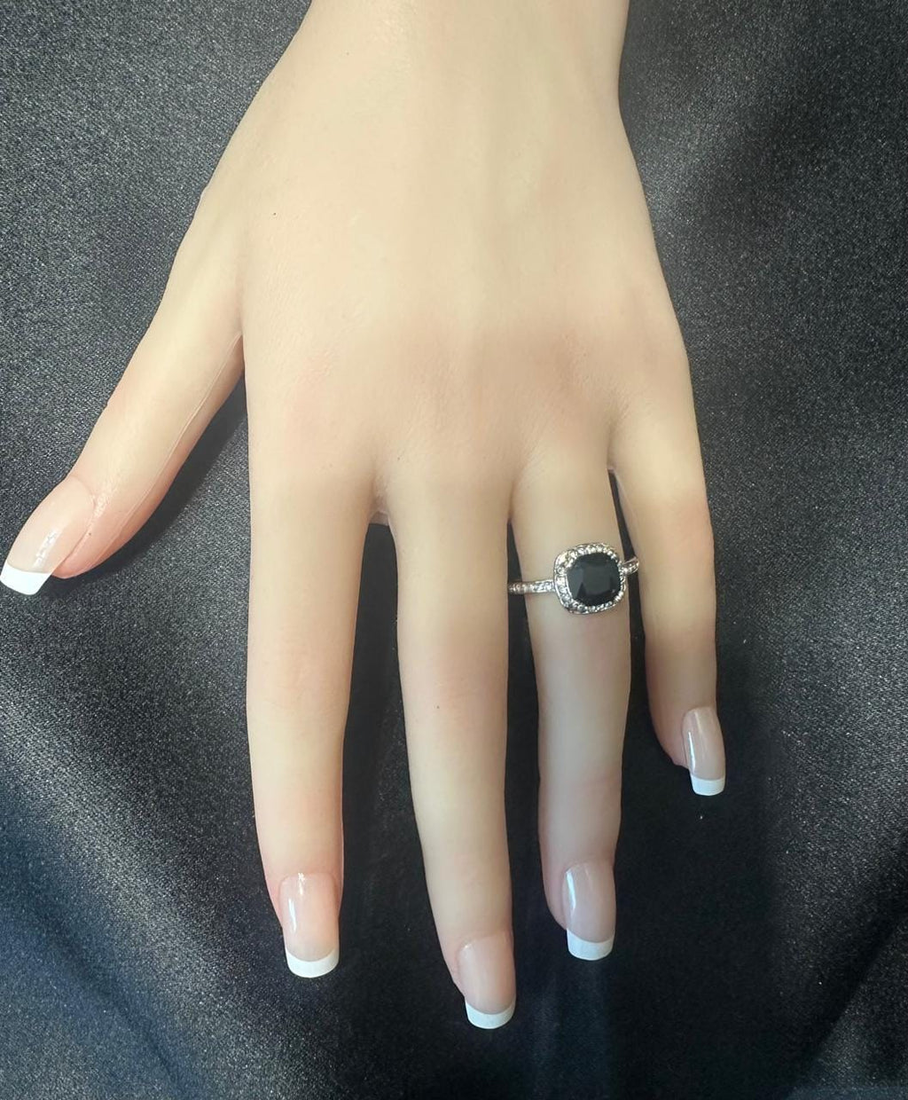 Women's Beautiful Black Stone Cubic Zirconia Engagement and Promise Ring