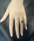 Women's Beautiful Black Stone Cubic Zirconia Engagement and Promise Ring